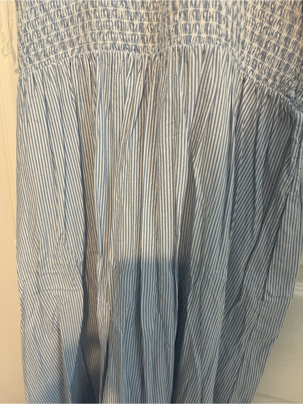 Time and Tru Light Blue Smocked Sundress with Stripes - Picture 6 of 9